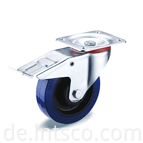  Industrial Blue Elastic Rubber Brake Casters